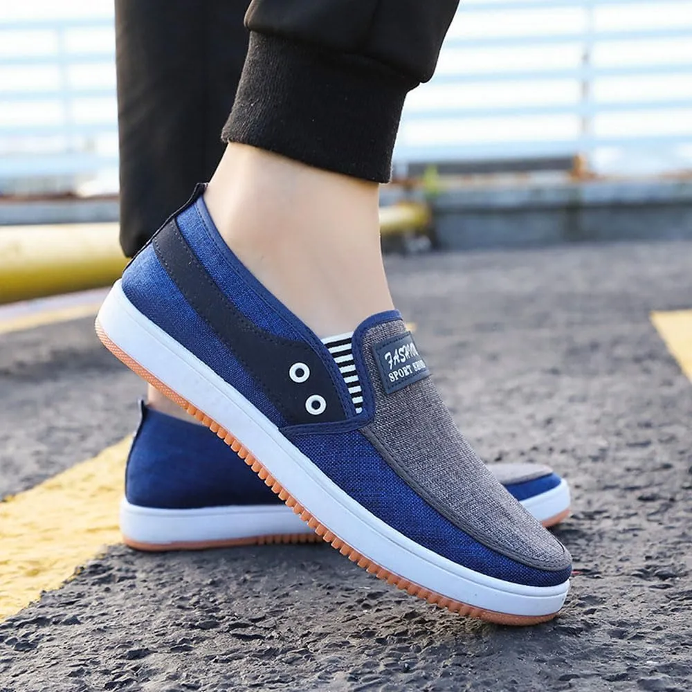 Men's Loafers Casual Slip On Canvas Shoes，Lightweight Breathable Walking Driving Shoes for All Seasons