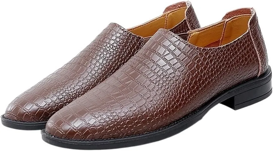 Mens Loafers Shoe -Moccasins Faux Crocodile Slip-on Print Solid Colors Leather Flexible Comfortable Lightweight Fashion Casual Best Loafers for Men