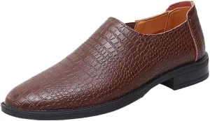 Mens Loafers Shoe -Moccasins Faux Crocodile Slip-on Print Solid Colors Leather Flexible Comfortable Lightweight Fashion Casual Best Loafers for Men