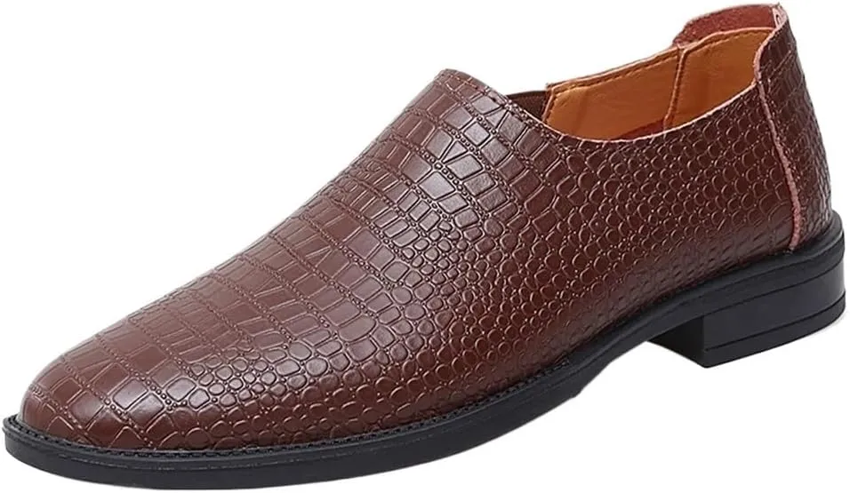 Mens Loafers Shoe -Moccasins Faux Crocodile Slip-on Print Solid Colors Leather Flexible Comfortable Lightweight Fashion Casual Best Loafers for Men