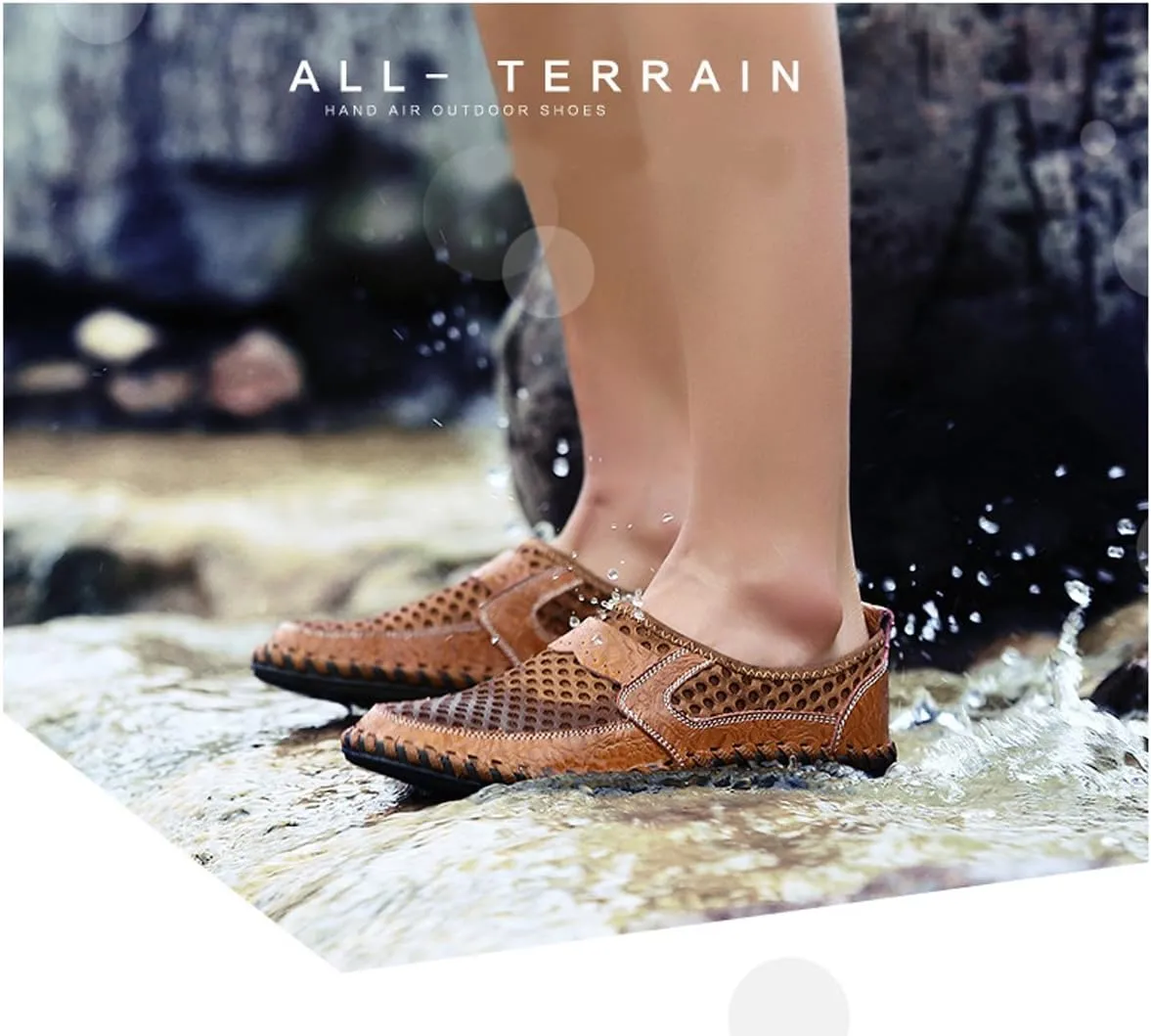 Men's Mesh Breathable Walking Loafers Outdoor Lightweight Slip-on Mesh Casual Shoes Stitching Honeycomb Hiking Shoes