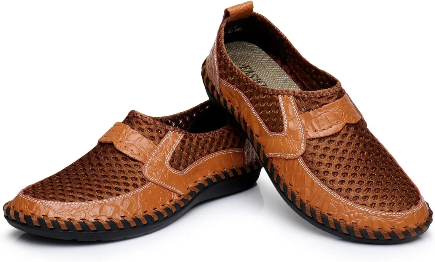 Men's Mesh Breathable Walking Loafers Outdoor Lightweight Slip-on Mesh Casual Shoes Stitching Honeycomb Hiking Shoes