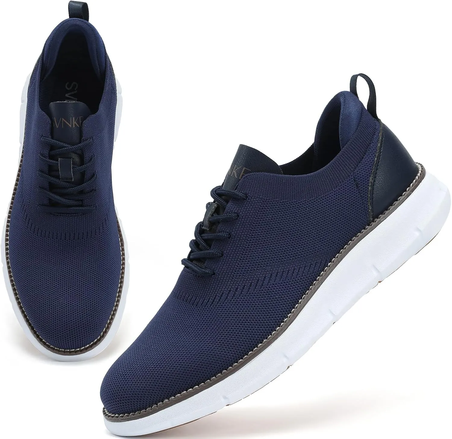Men's Mesh Dress Shoes Casual Business Lace Up Oxford Sneakers Lightweight Breathable Walking Shoes Comfortable Thick Sole Tennis Footwear