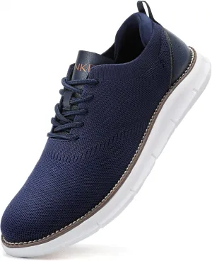 Men's Mesh Dress Shoes Casual Business Lace Up Oxford Sneakers Lightweight Breathable Walking Shoes Comfortable Thick Sole Tennis Footwear