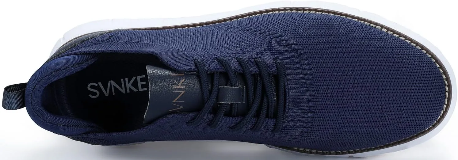 Men's Mesh Dress Shoes Casual Business Lace Up Oxford Sneakers Lightweight Breathable Walking Shoes Comfortable Thick Sole Tennis Footwear