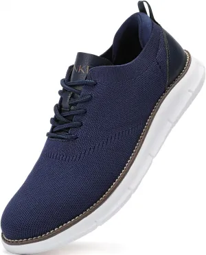 Men's Mesh Dress Shoes Casual Business Lace Up Oxford Sneakers Lightweight Breathable Walking Shoes Comfortable Thick Sole Tennis Footwear