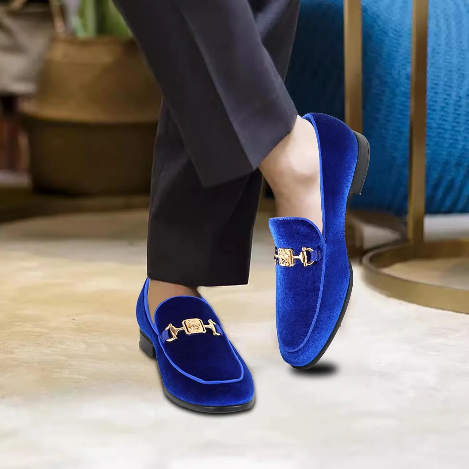 Men's Penny Slip-on Velvet Loafer Luxury Suede Tuxedo Dress Shoes Fancy Smoking Slipper Party Prom Wedding Shoes Comfortable Lightweight