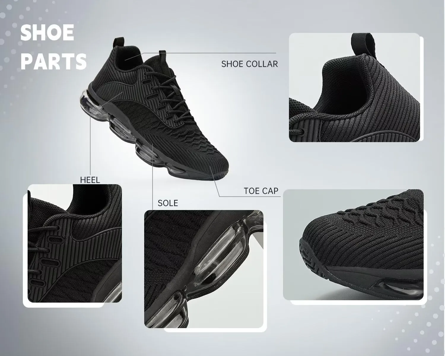 Mens Running Shoes Air Low Top Comfort Walking Lace Up Sneakers Breathable Fashion Tennis Sport Gym Fitness Cross Trainers