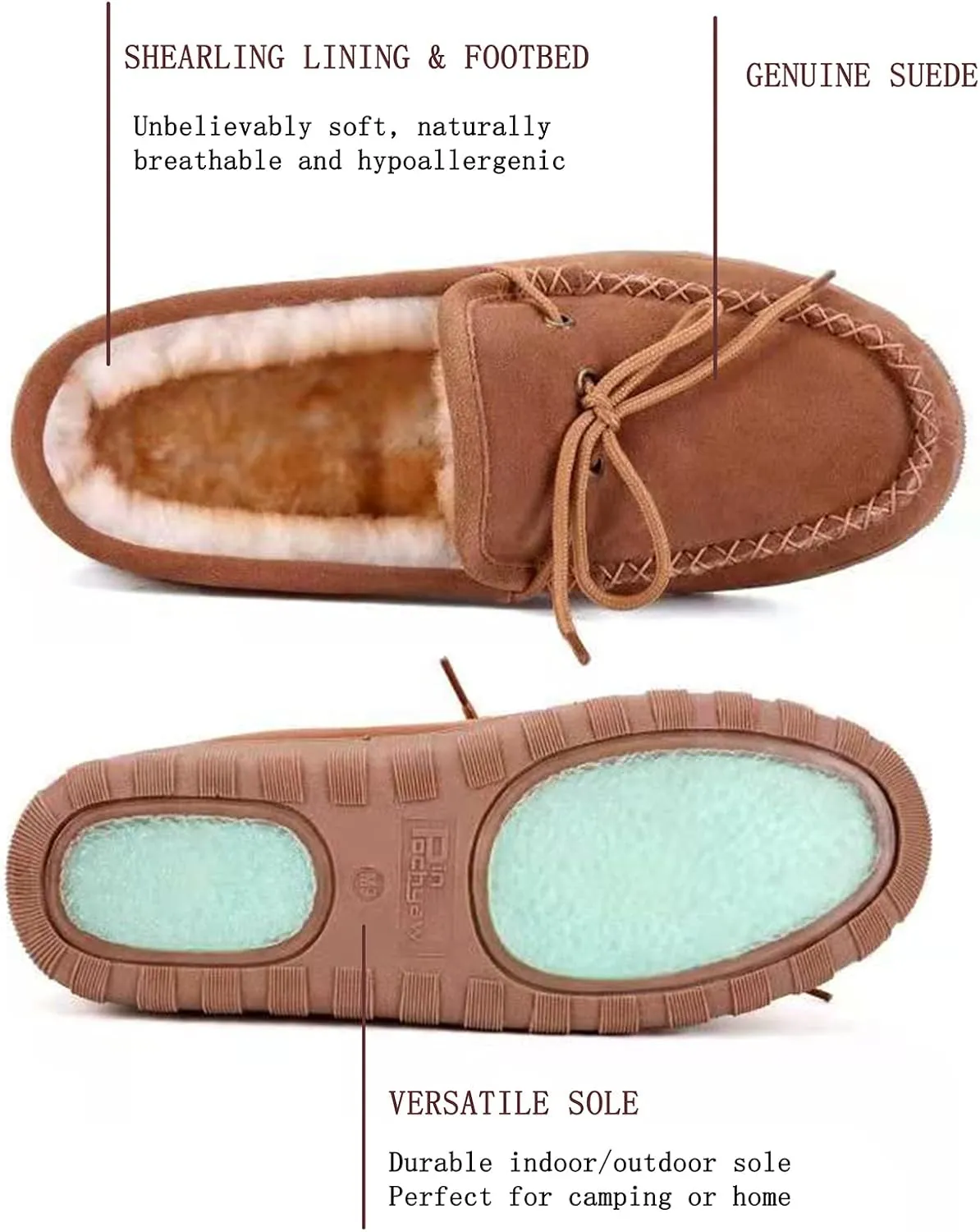 Men's Sheepskin Moccasin Indoor/Outdoor Slippers