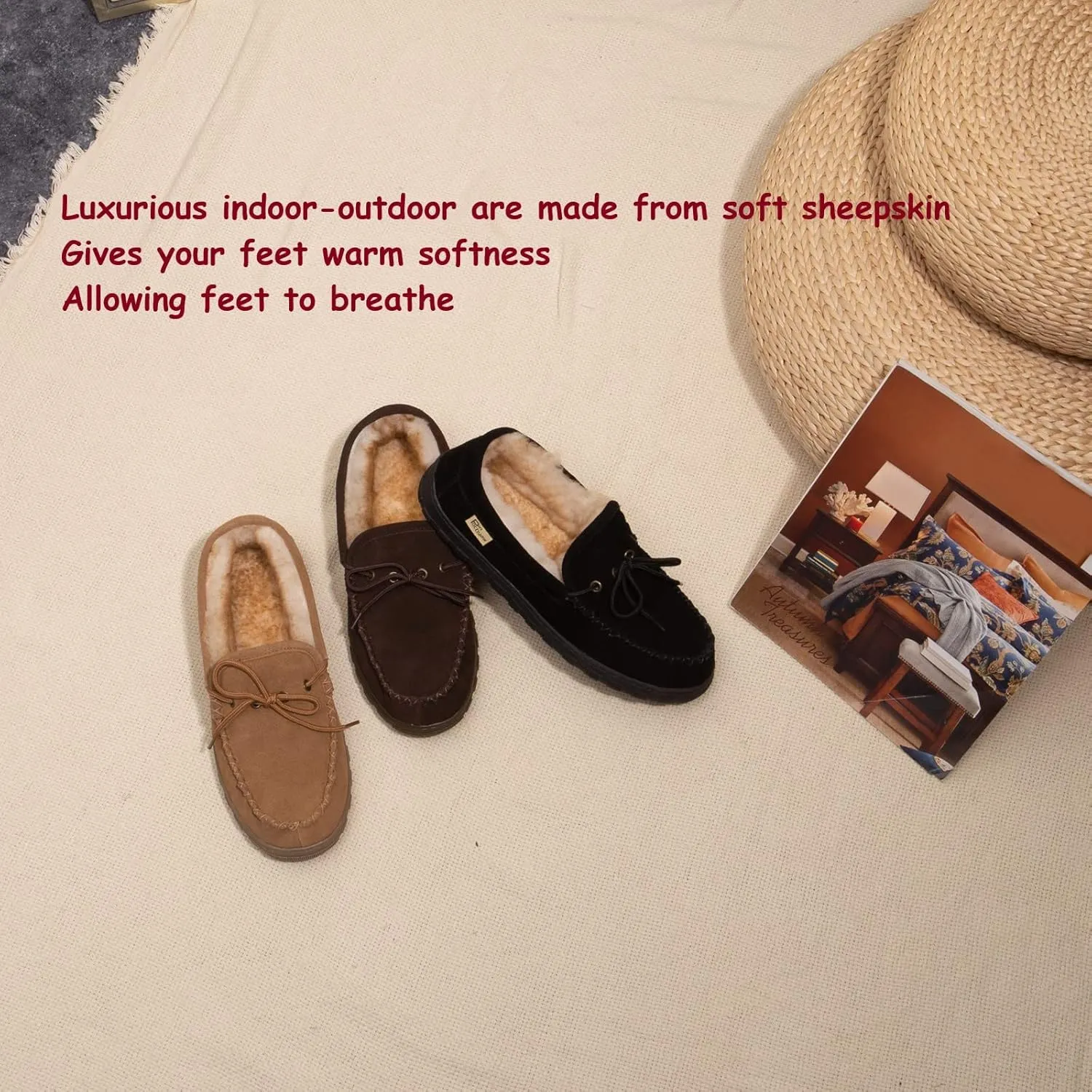 Men's Sheepskin Moccasin Indoor/Outdoor Slippers