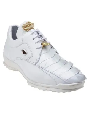 Men's Sneaker White Ostrich and Soft Calfskin