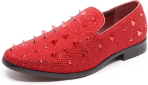 Men's Vintage Spike Rhinestone Designer Classic Smoking Dress Tuxedo Loafers Slip On Shoes SM-24