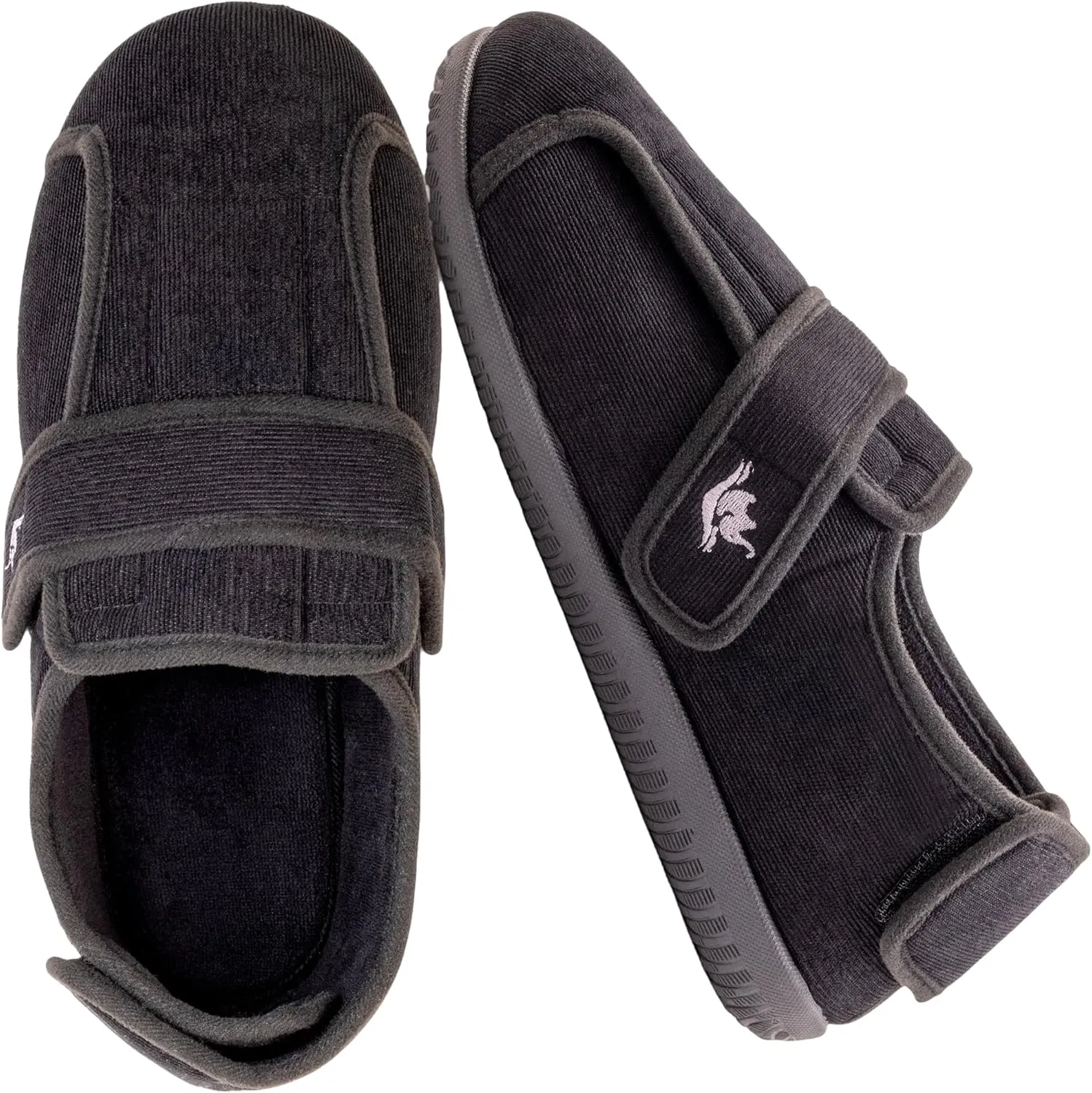 Men's Wide 80-D Memory Foam Diabetic Slippers with Adjustable Closures Breathable Washable Indoor/Outdoor House Shoe w/Anti Slip Sole
