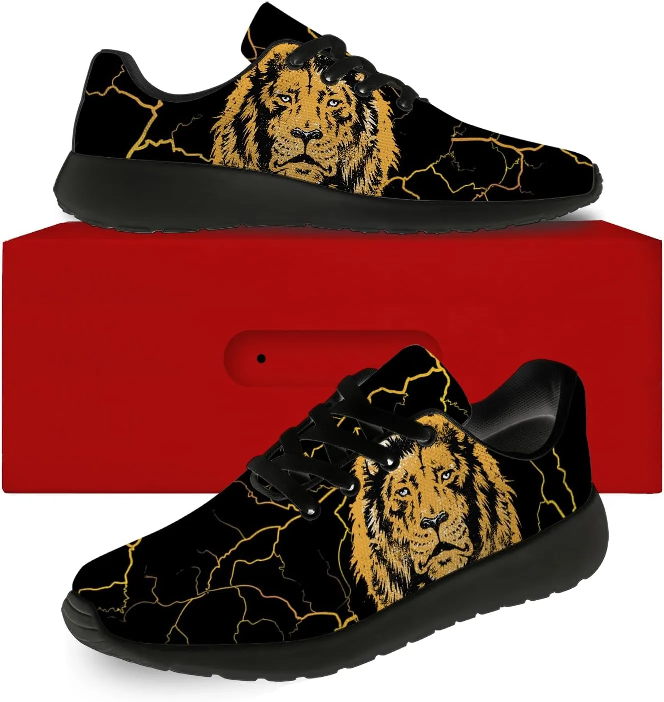 Mens Womens Lion Print Tennis Shoes Comfortable Running Walking Sneakers Gifts for Boyfriend Girlfriend