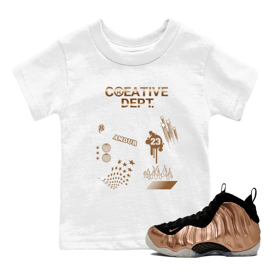 Metallic Dept SNRT Foamposite Sneaker Smart-connected Air Creative Tees Kids Volume discount Copper - One