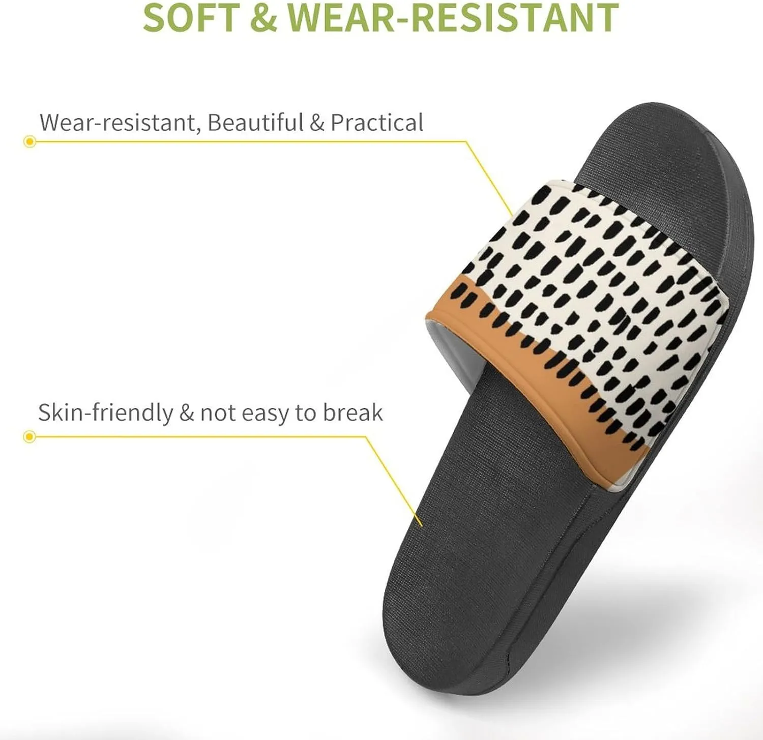 Mid Century Modern Green Black Abstract Slippers for Women Rubber Slides Womens Sandal Slippers