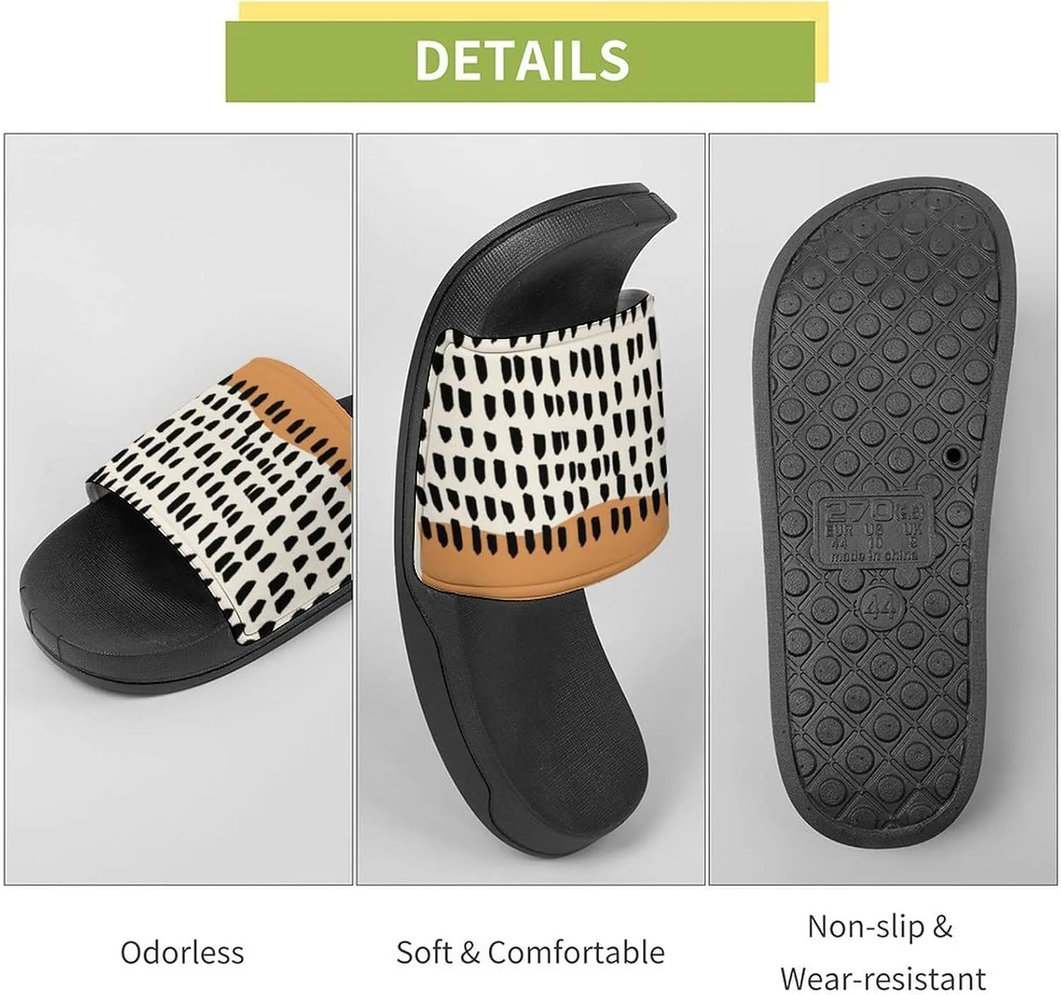 Mid Century Modern Green Black Abstract Slippers for Women Rubber Slides Womens Sandal Slippers