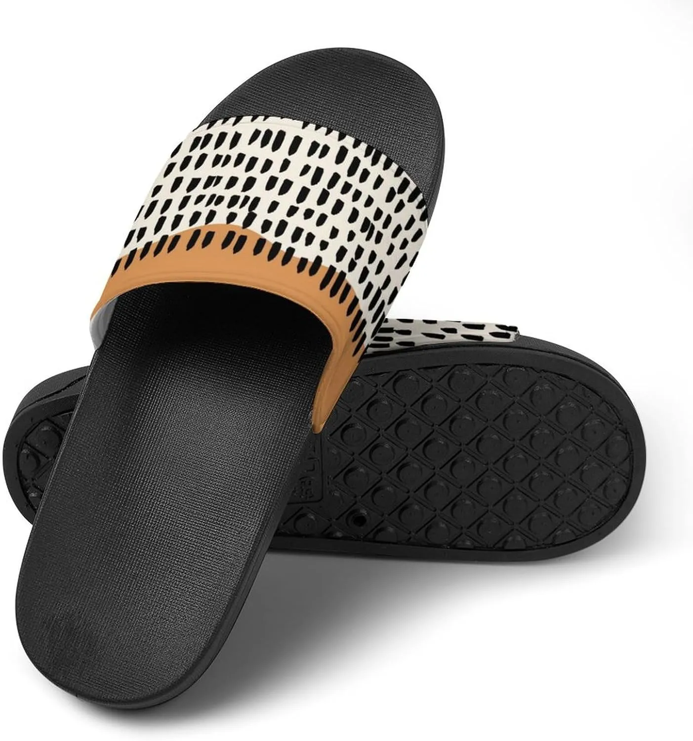 Mid Century Modern Green Black Abstract Slippers for Women Rubber Slides Womens Sandal Slippers