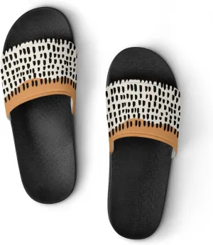 Mid Century Modern Green Black Abstract Slippers for Women Rubber Slides Womens Sandal Slippers