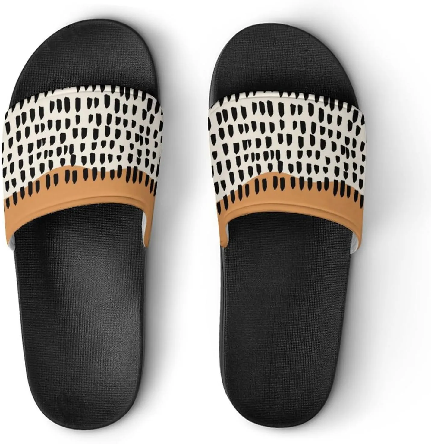 Mid Century Modern Green Black Abstract Slippers for Women Rubber Slides Womens Sandal Slippers
