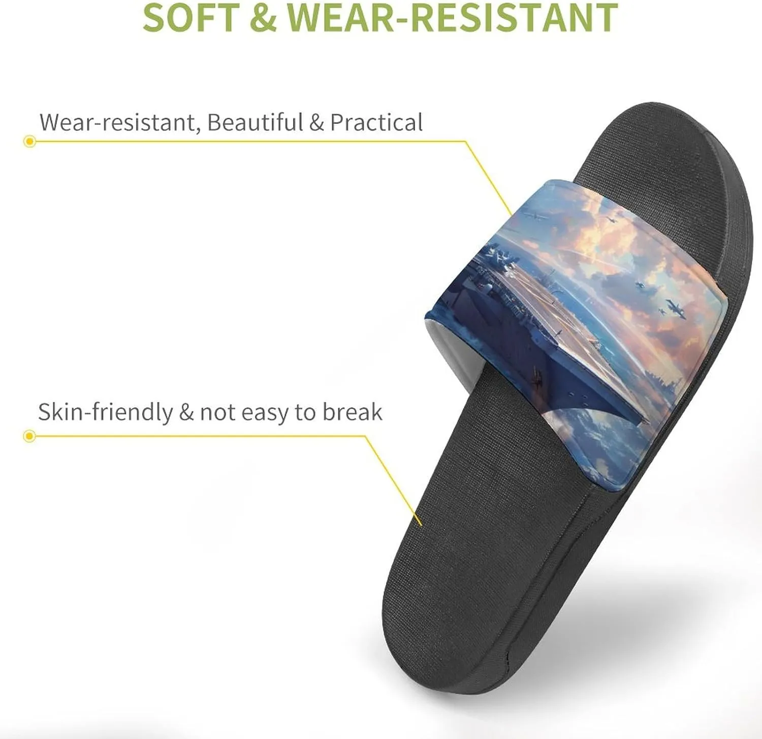 Military USS Battleship Funny Slippers Slides Sandals Shower Home House Shoes Non Slip Soft Sole Shoe For Men Women Bathroom