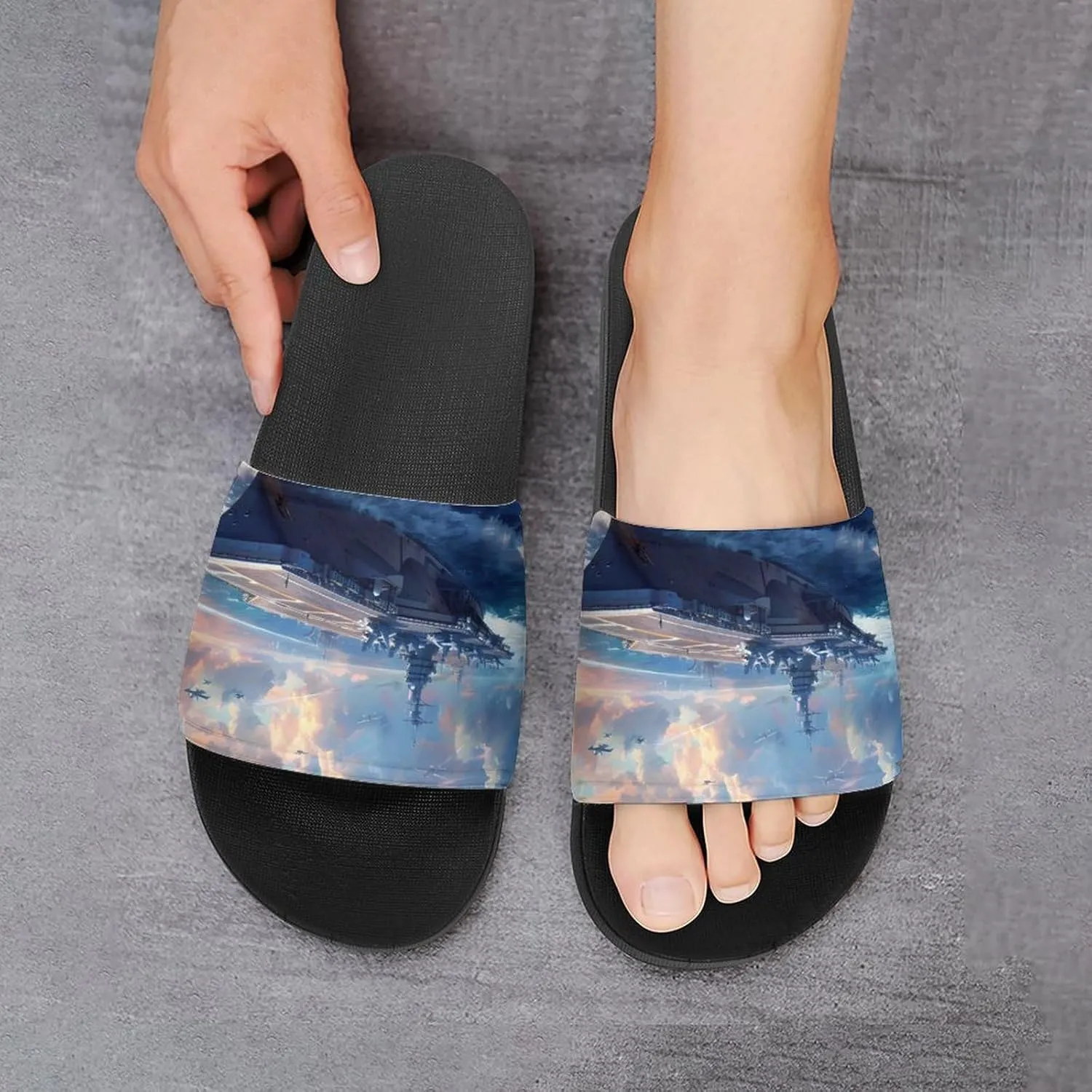 Military USS Battleship Funny Slippers Slides Sandals Shower Home House Shoes Non Slip Soft Sole Shoe For Men Women Bathroom