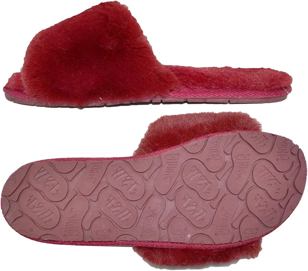 Millffy Women Fluffy Ladies Slippers Faux Wool Fuzzy Slippers Chic Luxurious Open Toed Soft Fur Slippers