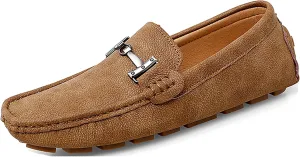 Minishion Comfortable Dress Loafers for Men with Buckle Summer Casual Shoes YY005
