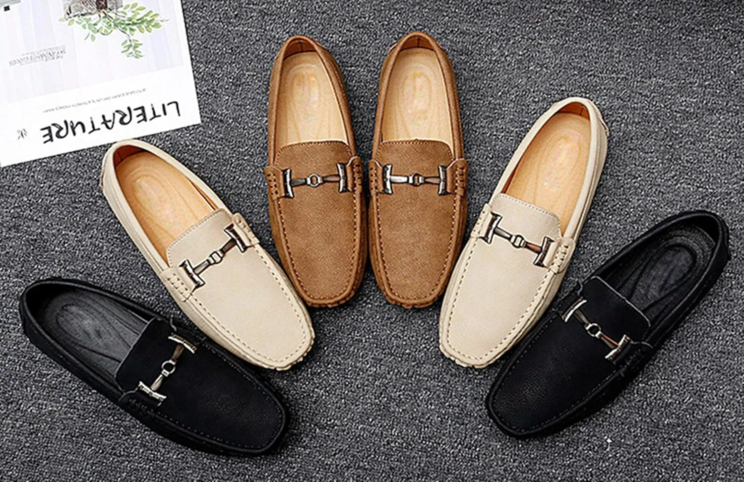 Minishion Comfortable Dress Loafers for Men with Buckle Summer Casual Shoes YY005