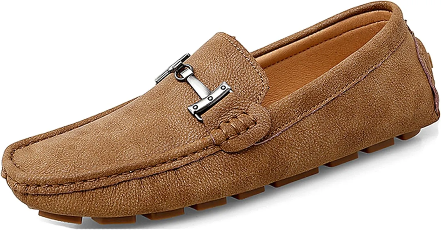 Minishion Comfortable Dress Loafers for Men with Buckle Summer Casual Shoes YY005