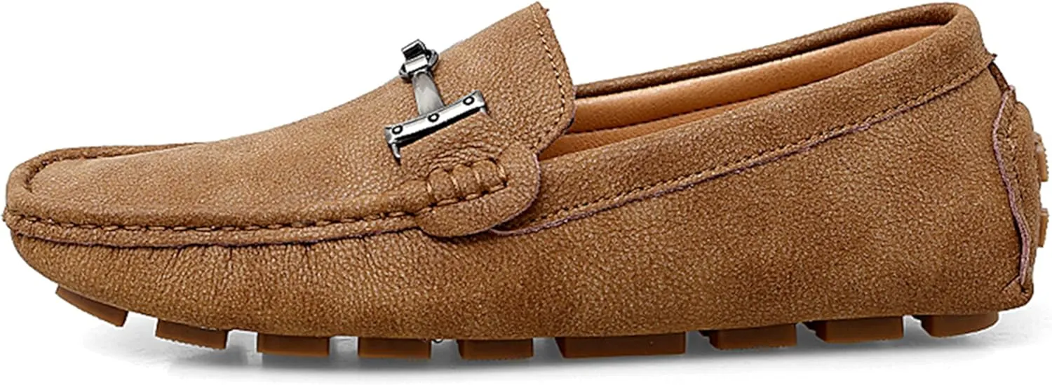 Minishion Comfortable Dress Loafers for Men with Buckle Summer Casual Shoes YY005