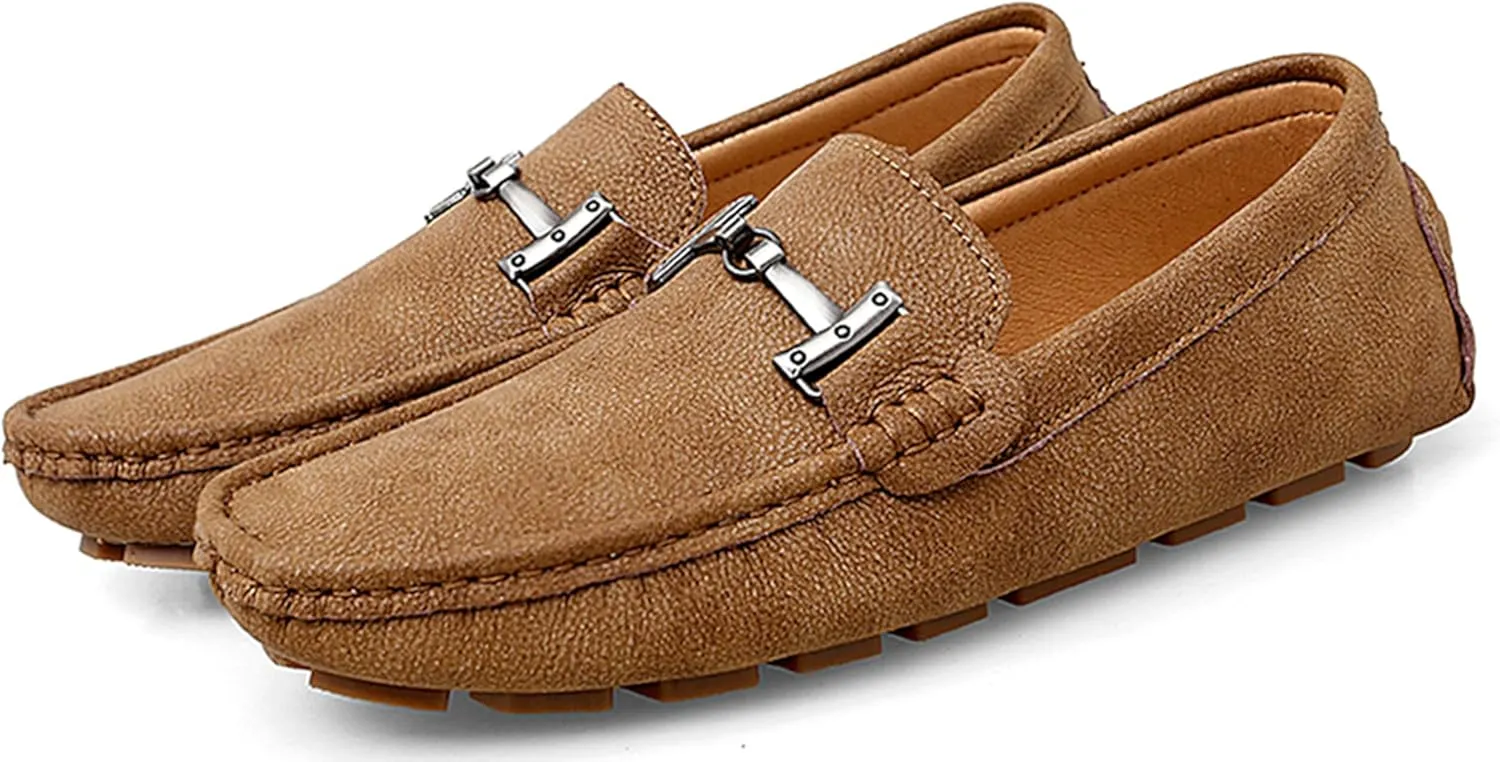 Minishion Comfortable Dress Loafers for Men with Buckle Summer Casual Shoes YY005