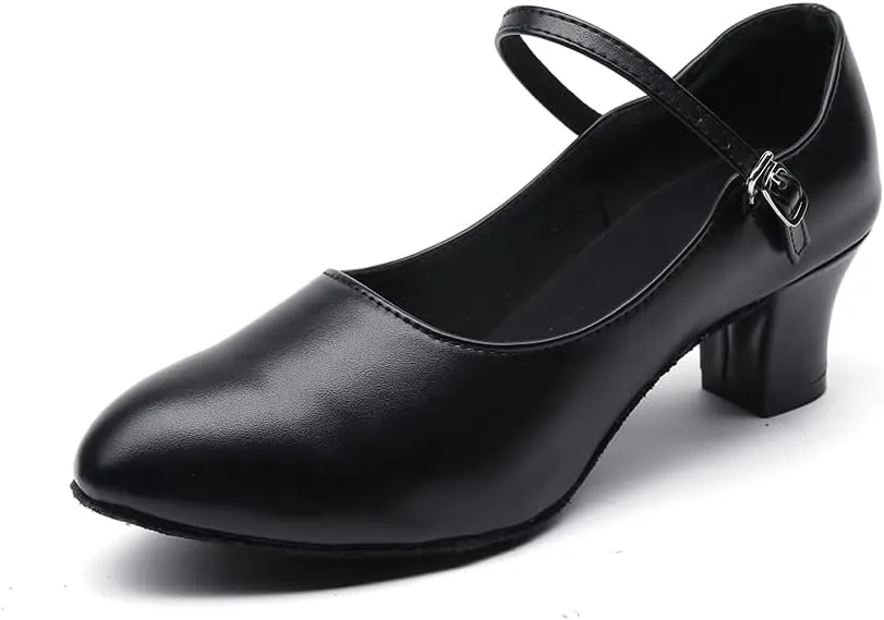 MSMAX Girls Latin Shoe Women's Professional Leather Ballroom Modern Character Dance Wedding Pump Shoes