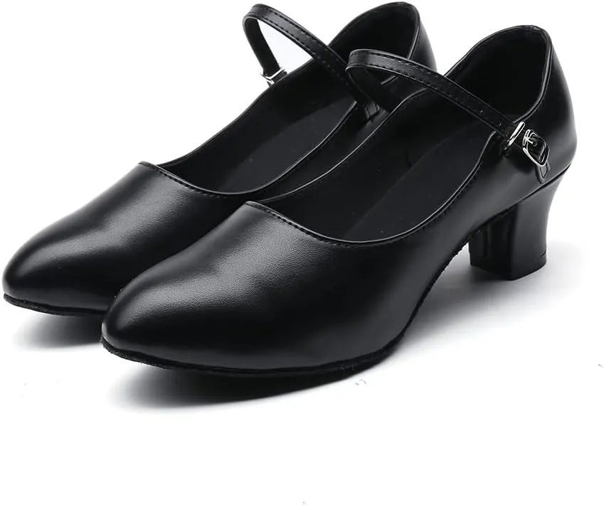 MSMAX Girls Latin Shoe Women's Professional Leather Ballroom Modern Character Dance Wedding Pump Shoes