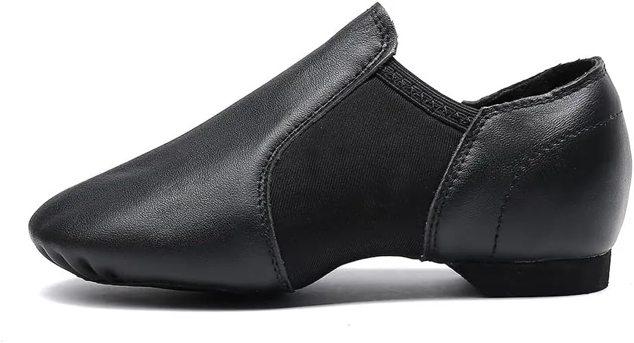 MSMAX Womens Leather Jazz Shoes Slip on Ballroom Dance Practice Teaching Shoe