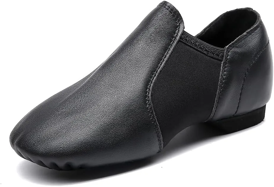 MSMAX Womens Leather Jazz Shoes Slip on Ballroom Dance Practice Teaching Shoe