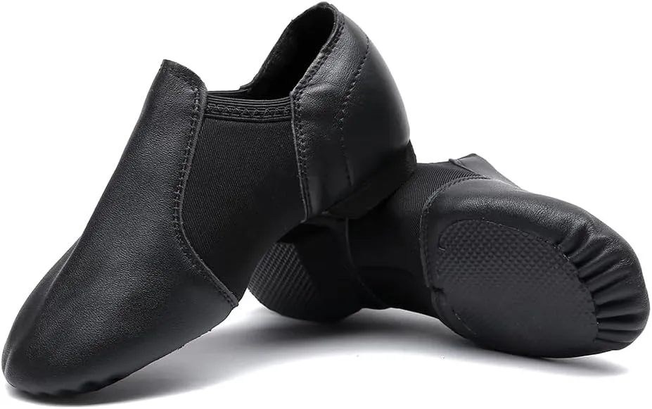 MSMAX Womens Leather Jazz Shoes Slip on Ballroom Dance Practice Teaching Shoe