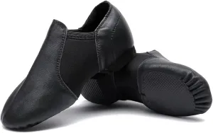MSMAX Womens Leather Jazz Shoes Slip on Ballroom Dance Practice Teaching Shoe
