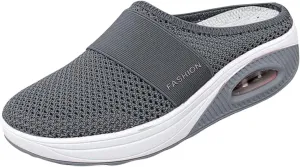 Mules for Women Men Diabetic Air Cushion Slip On Walking Shoes Breathable Mesh Sports Slippers Shoes with Arch Support