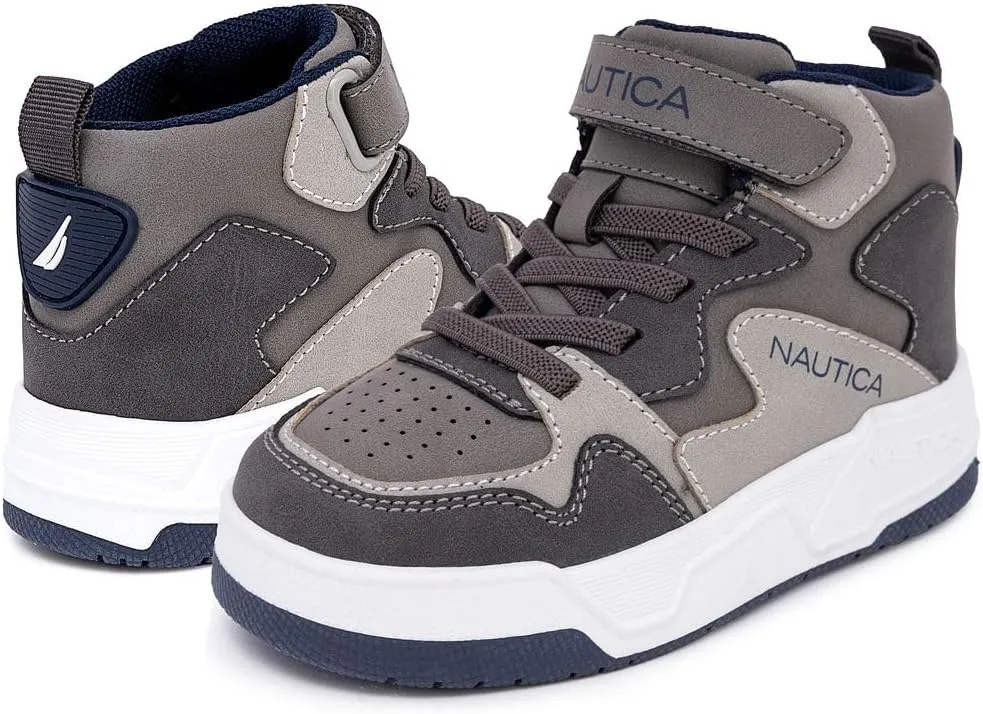 Nautica Kids High Top Basketball Sneakers – Toddler/Little Kid Fashion Boots, Comfortable Athletic Walking Shoes for Boys and Girls