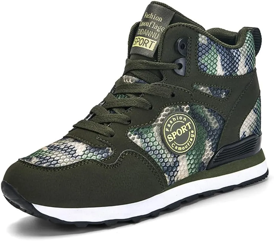 NCNDB Women's Camouflage Wedges Sneakers Inner Heightening Walking High-Heel Leisure Shoes US 4.5-10