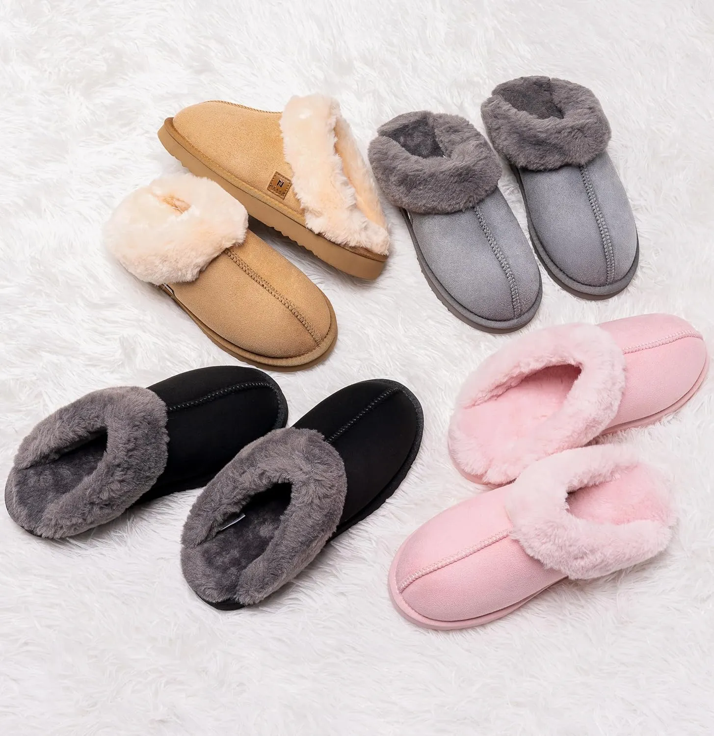 NEARR® Slip on Slippers for Women | Improved Memory Foam Slippers with Premium Microsuede, Faux Shearling Fur Lining & Hard Bottoms for Indoor & Outdoor | All Seasons