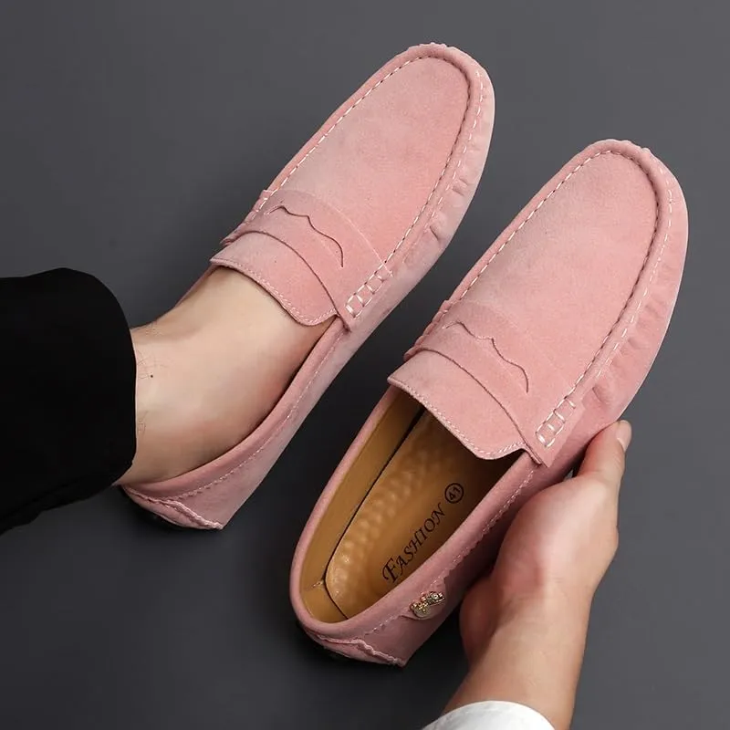 New Loafers for Men Round Toe Suede Vamp Penny Driving Loafers Flat Heel Flexible Comfortable Prom Fashion Slip-ons