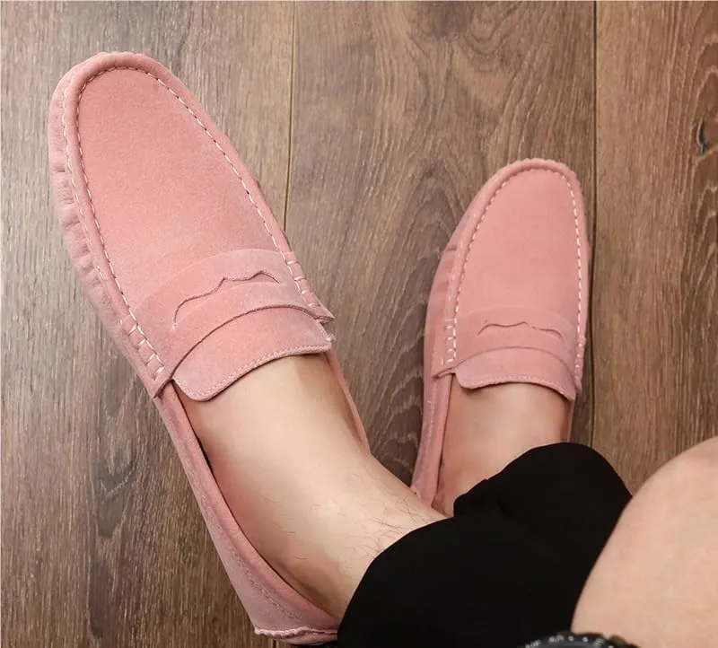 New Loafers for Men Round Toe Suede Vamp Penny Driving Loafers Flat Heel Flexible Comfortable Prom Fashion Slip-ons