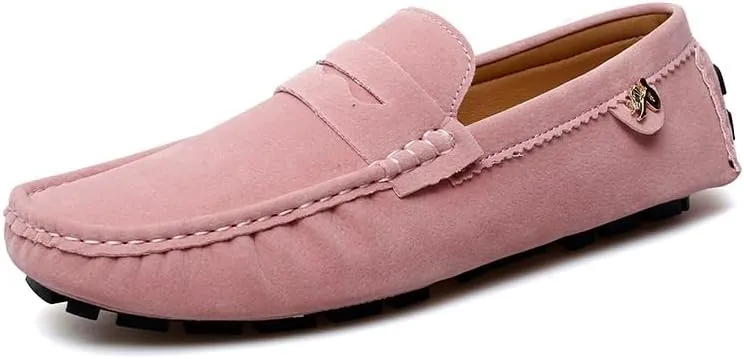 New Loafers for Men Round Toe Suede Vamp Penny Driving Loafers Flat Heel Flexible Comfortable Prom Fashion Slip-ons