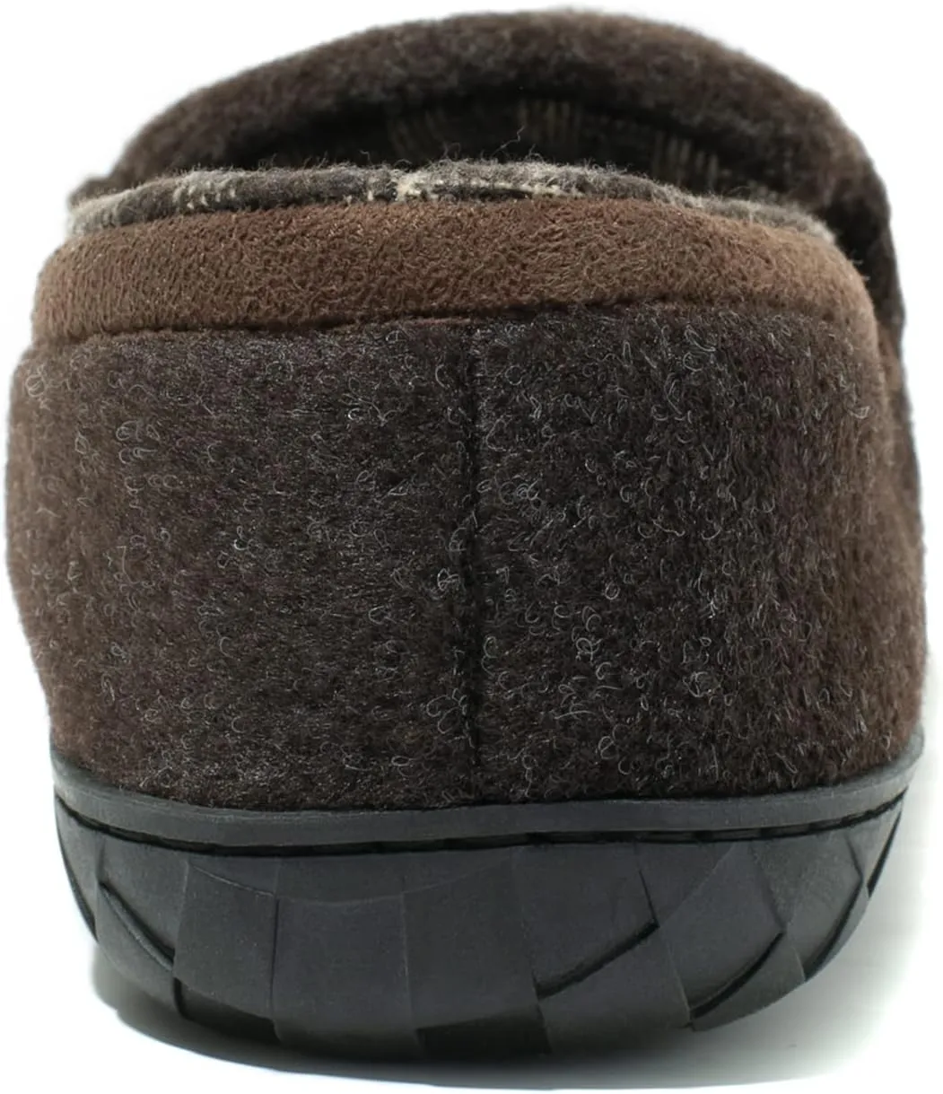 NewDenBer Men's Moccasin Slippers Warm Memory Foam Felted Wool Plush Shearling Lined Slip on Indoor Outdoor House Shoes