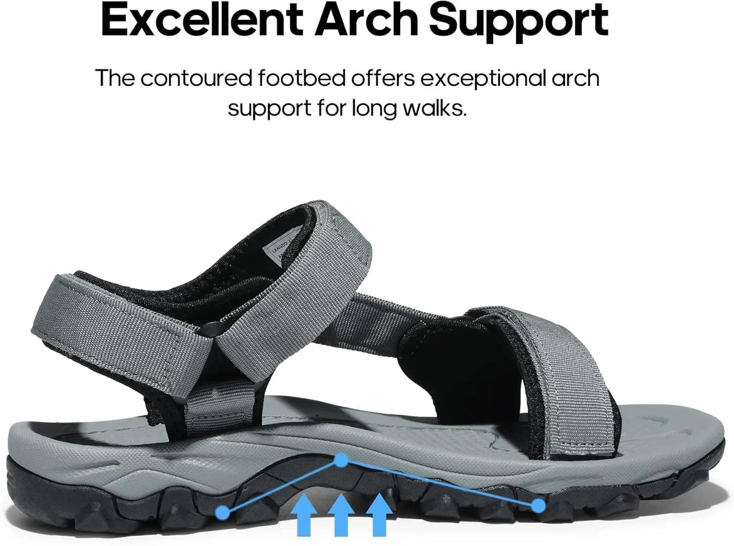 NORTIV 8 Men's Sandals Hiking Sports Lightweight Summer Water Arch Support River Open Toe Athletic Trail Outdoor Walking Sandals Longdo