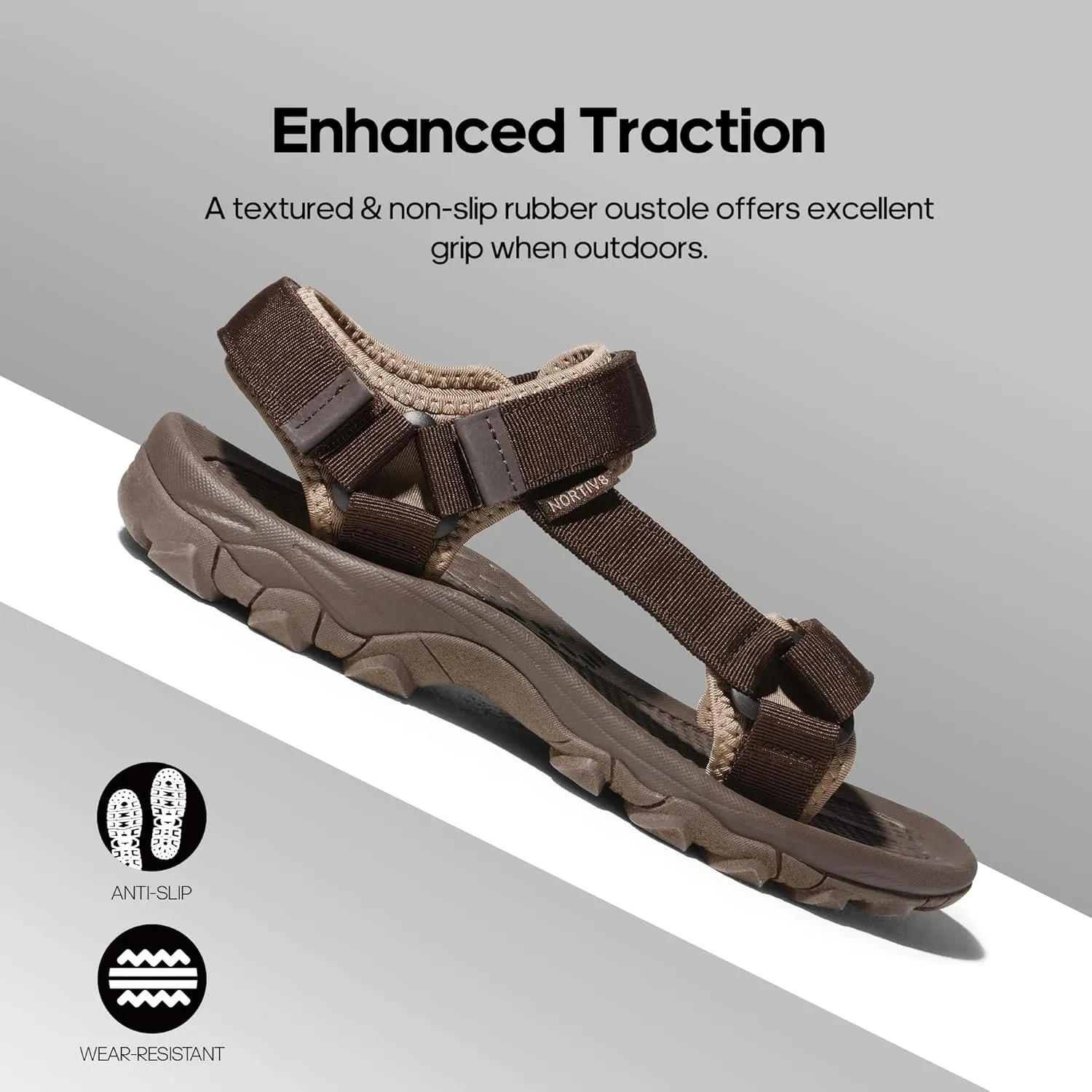 NORTIV 8 Men's Sandals Hiking Sports Lightweight Summer Water Arch Support River Open Toe Athletic Trail Outdoor Walking Sandals Longdo