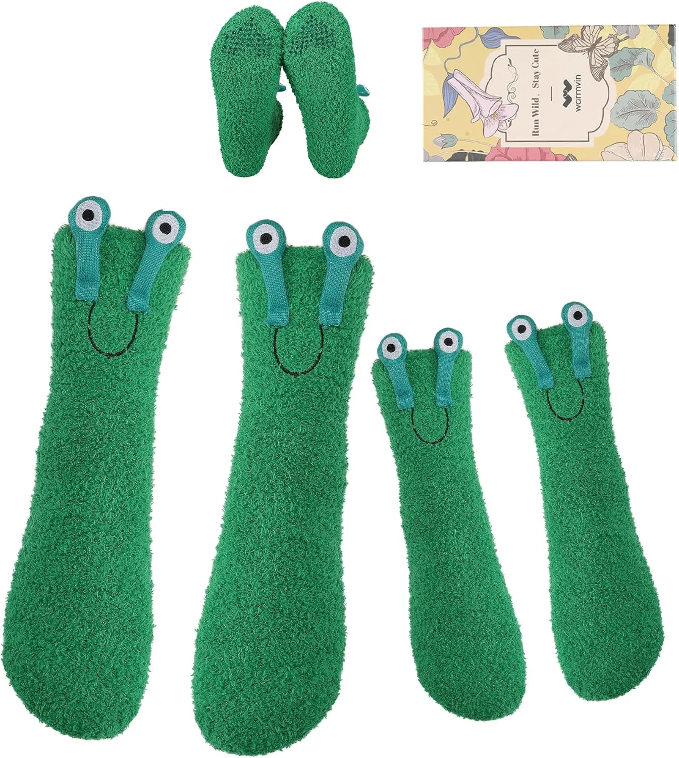 Novelty Crazy Fuzzy Socks Smiley Face House Slipper Socks with Grips,Hospital Gift for Autumn and Early Winter