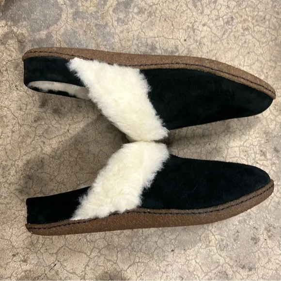 NWT NIB SOREL Women 12 Nakiska II Faux Shearling Slide Slipper Black Natural